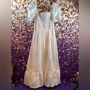 Zaful White Backless Dress with Puff Sleeves